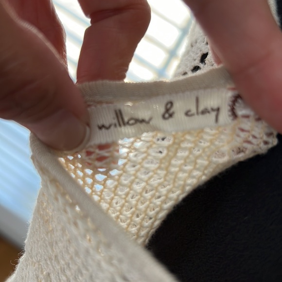 Willow & Clay Tea Stain Lace Flyaway Crochet Crop Top, Size M - Picture 7 of 10